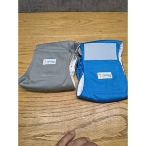 Lot of 2 Teamoy Male Dog Belly Band Washable Reusable Wrap Gray & Blue Medium
